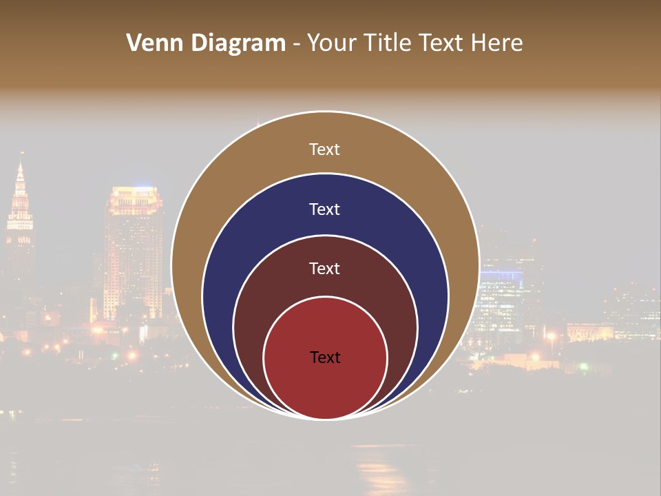 A City At Night With A Full Moon In The Sky PowerPoint Template