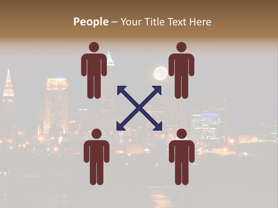 A City At Night With A Full Moon In The Sky PowerPoint Template