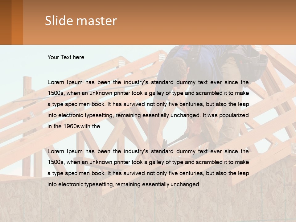 A Man Working On A Roof With A Hammer PowerPoint Template