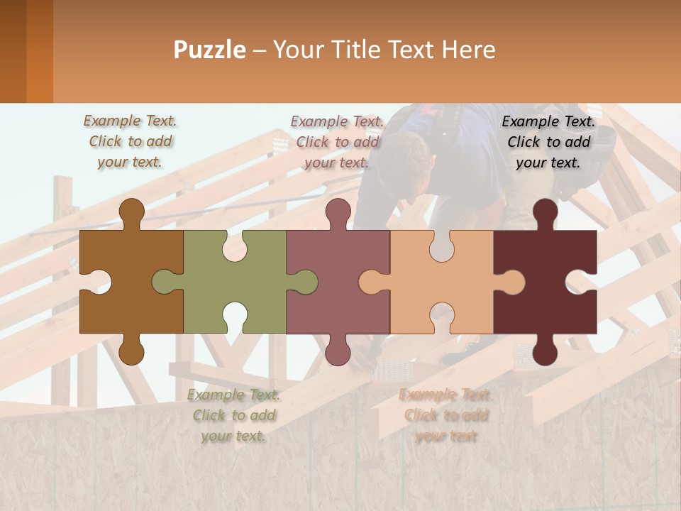 A Man Working On A Roof With A Hammer PowerPoint Template