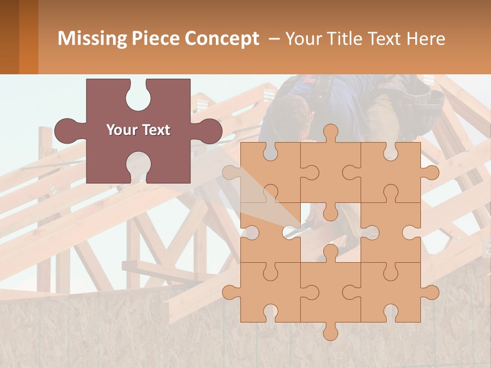 A Man Working On A Roof With A Hammer PowerPoint Template