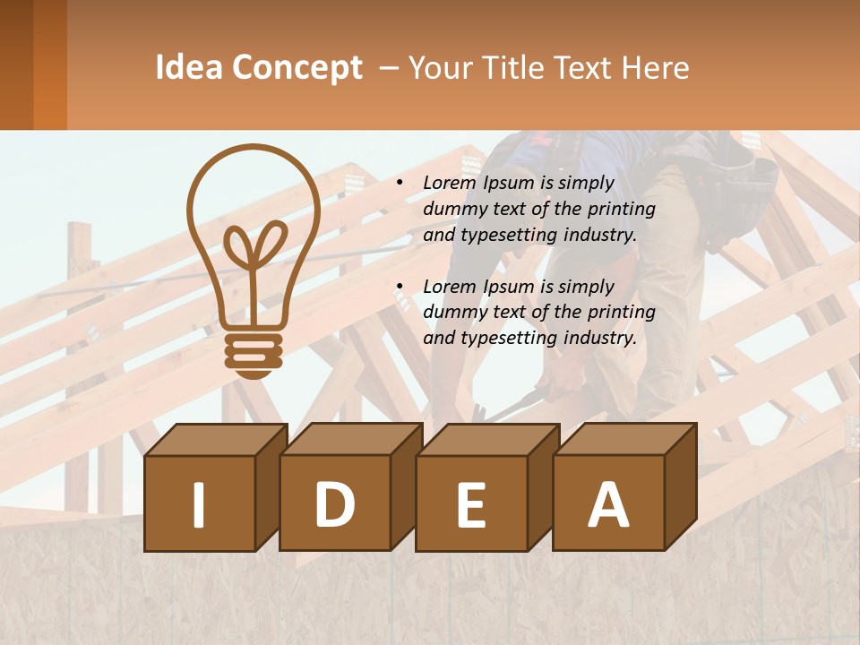 A Man Working On A Roof With A Hammer PowerPoint Template