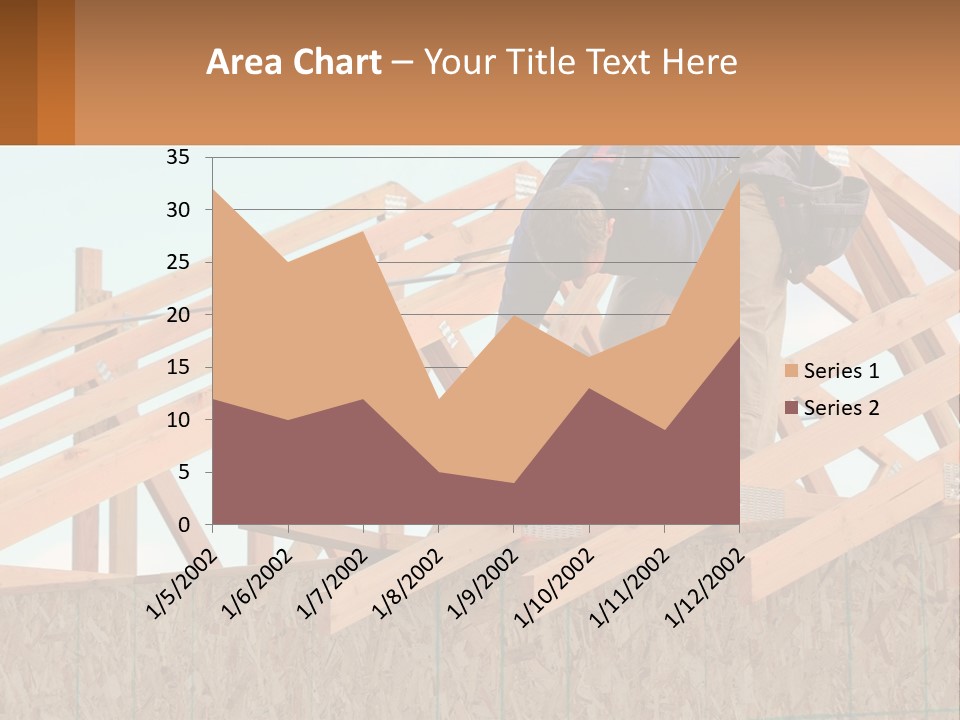 A Man Working On A Roof With A Hammer PowerPoint Template