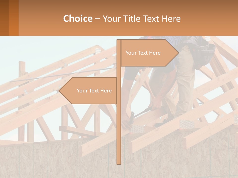 A Man Working On A Roof With A Hammer PowerPoint Template