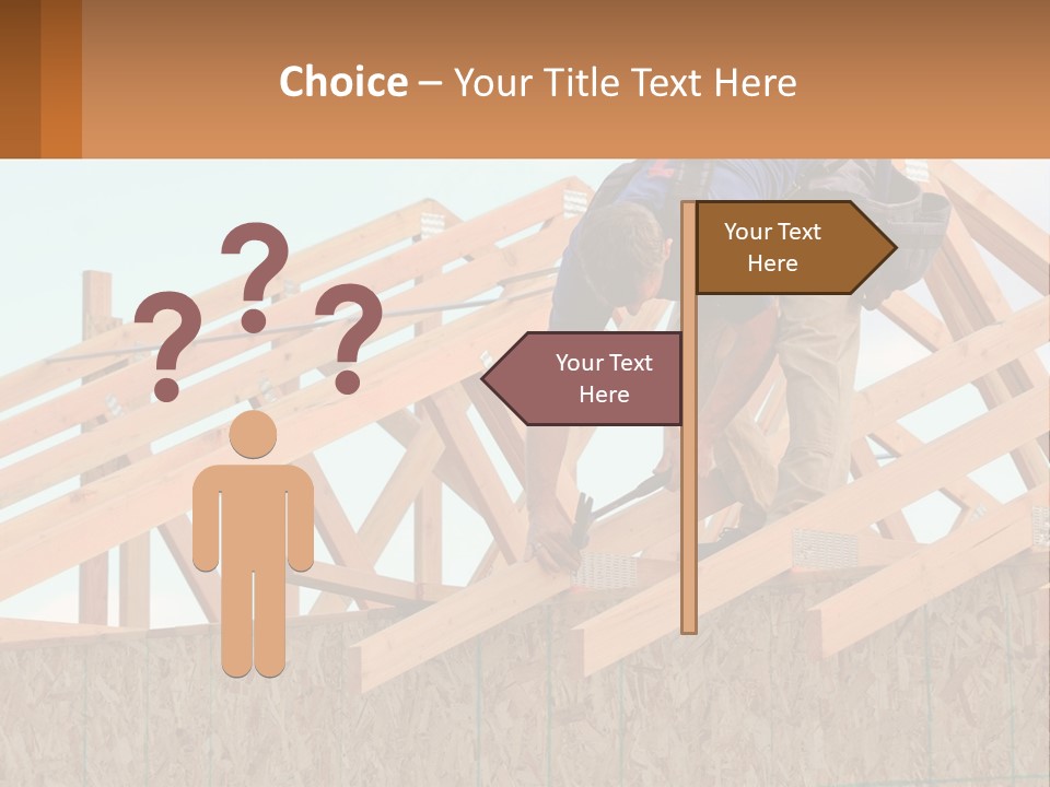 A Man Working On A Roof With A Hammer PowerPoint Template