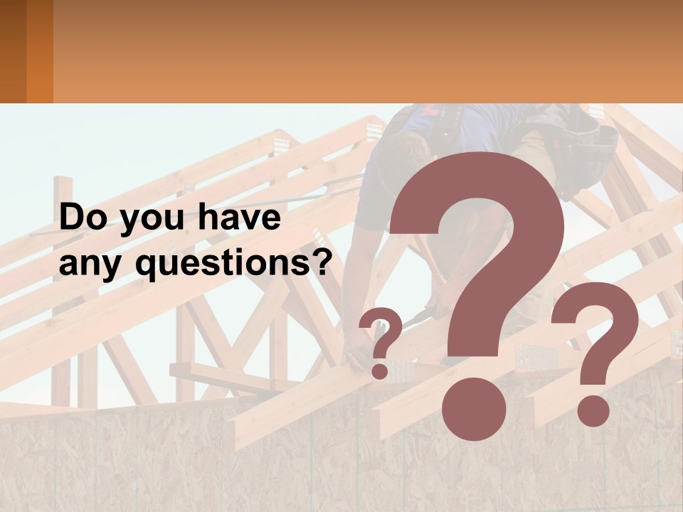 A Man Working On A Roof With A Hammer PowerPoint Template