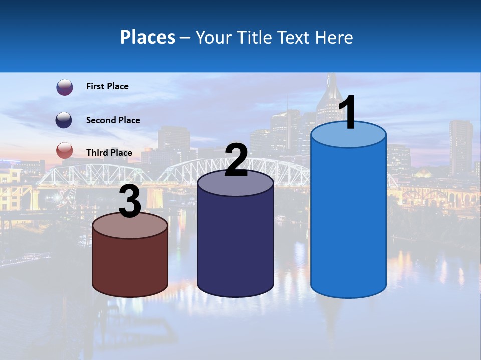 A City Skyline With A Bridge In The Foreground PowerPoint Template