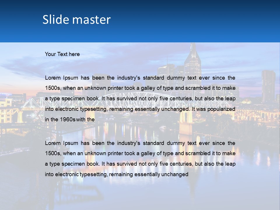A City Skyline With A Bridge In The Foreground PowerPoint Template