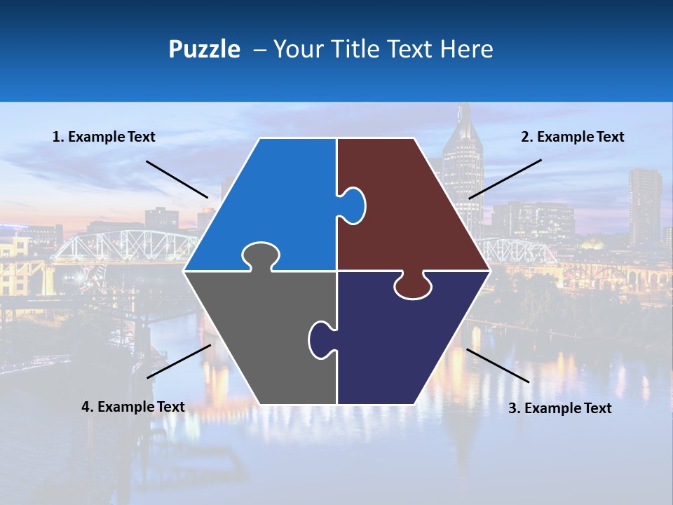 A City Skyline With A Bridge In The Foreground PowerPoint Template