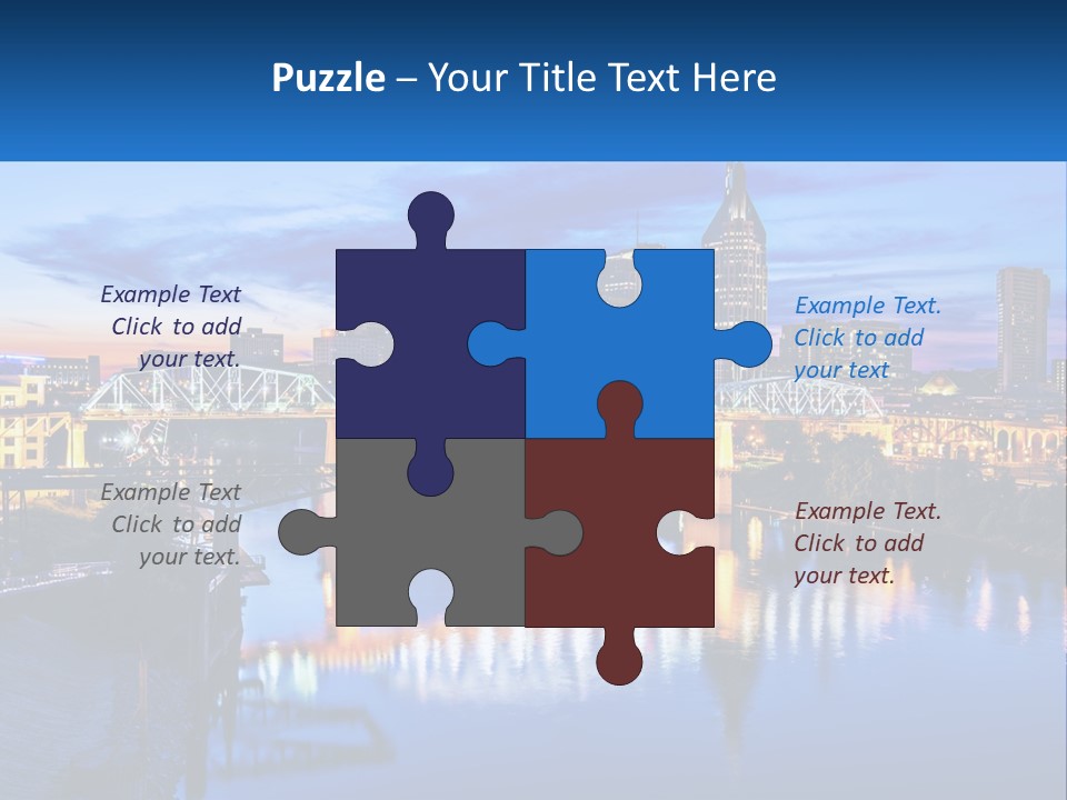 A City Skyline With A Bridge In The Foreground PowerPoint Template