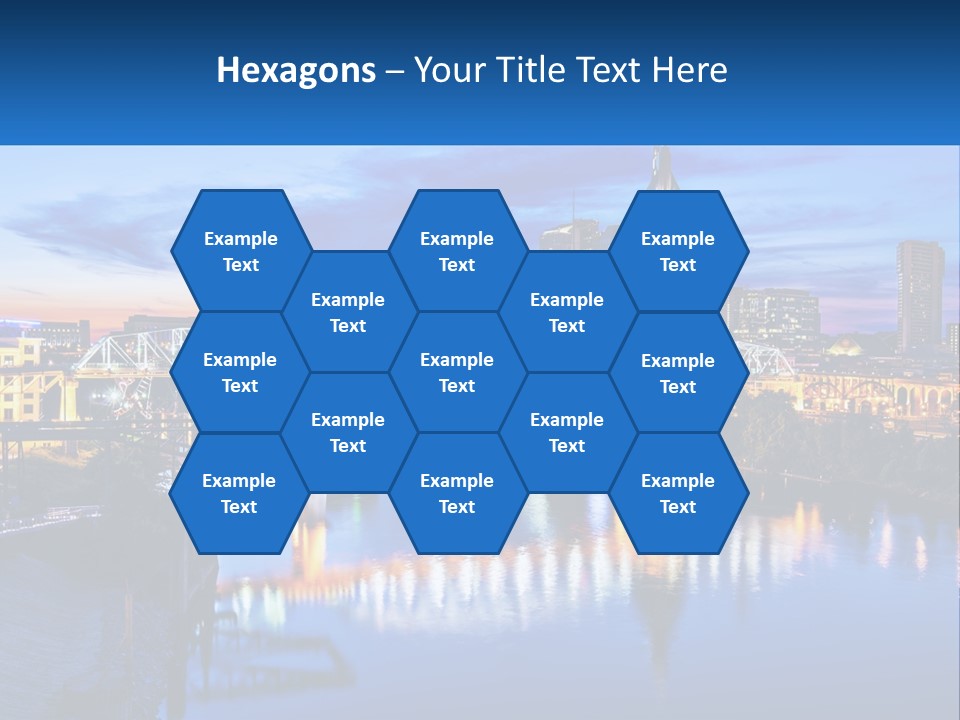 A City Skyline With A Bridge In The Foreground PowerPoint Template