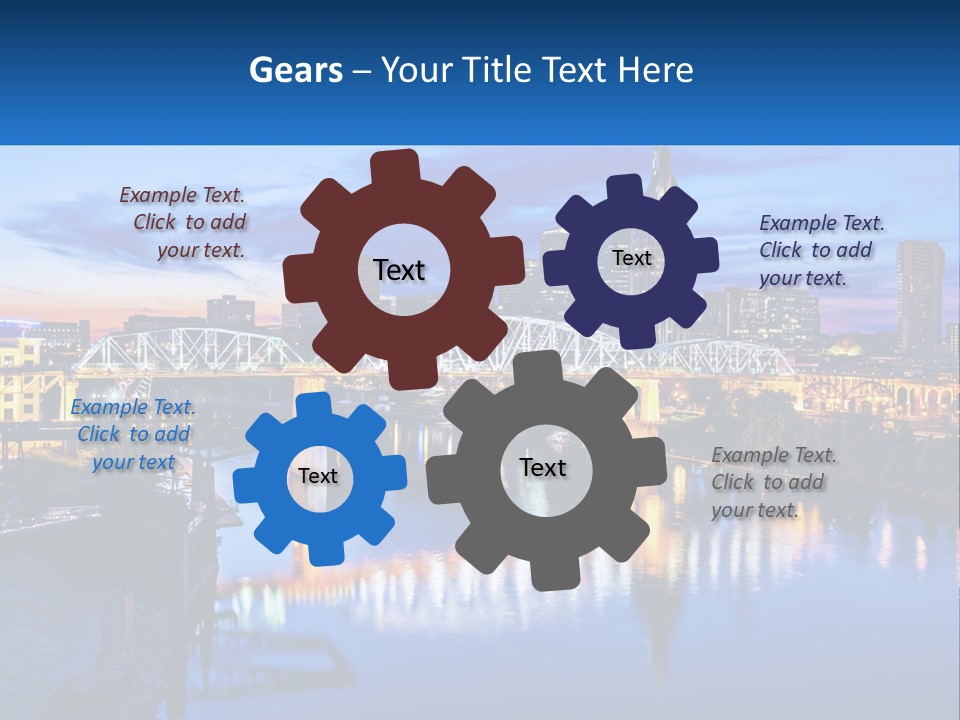 A City Skyline With A Bridge In The Foreground PowerPoint Template