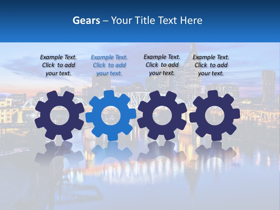 A City Skyline With A Bridge In The Foreground PowerPoint Template