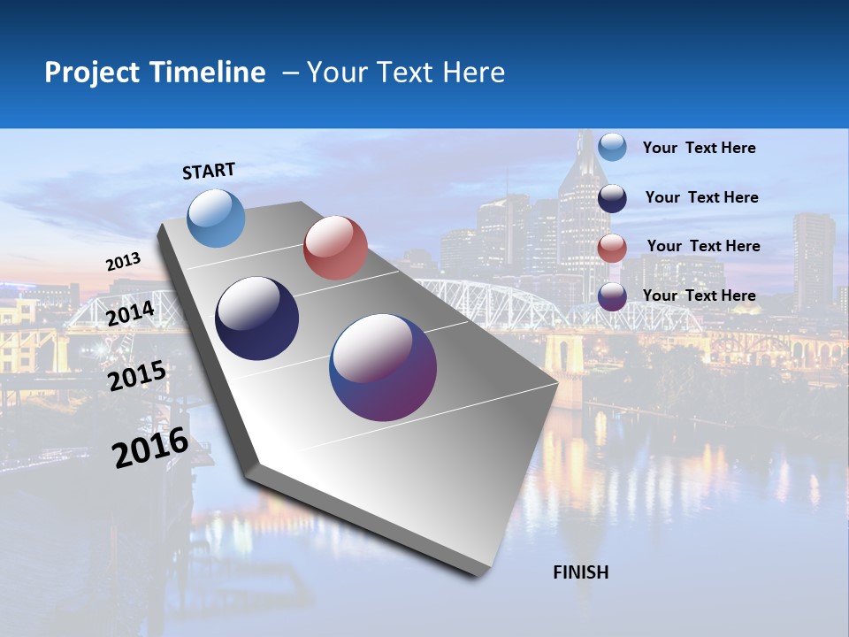 A City Skyline With A Bridge In The Foreground PowerPoint Template