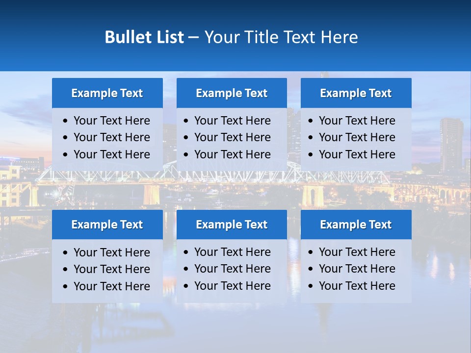 A City Skyline With A Bridge In The Foreground PowerPoint Template