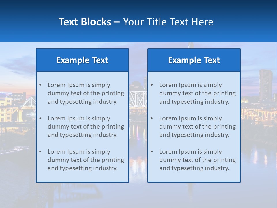 A City Skyline With A Bridge In The Foreground PowerPoint Template