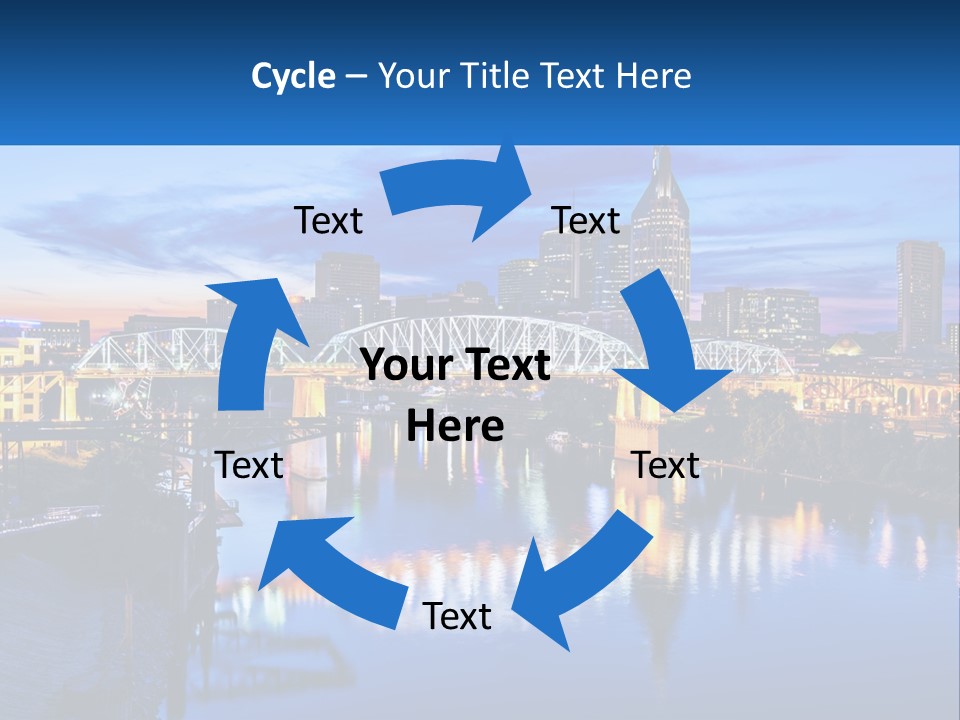 A City Skyline With A Bridge In The Foreground PowerPoint Template