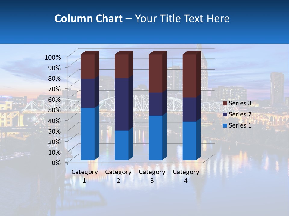 A City Skyline With A Bridge In The Foreground PowerPoint Template