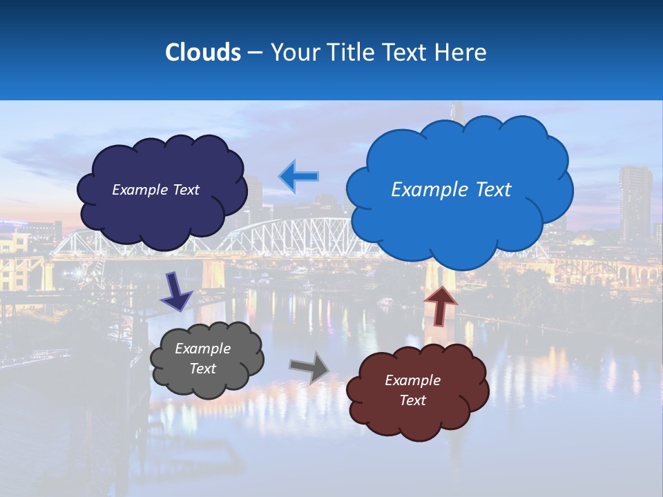 A City Skyline With A Bridge In The Foreground PowerPoint Template