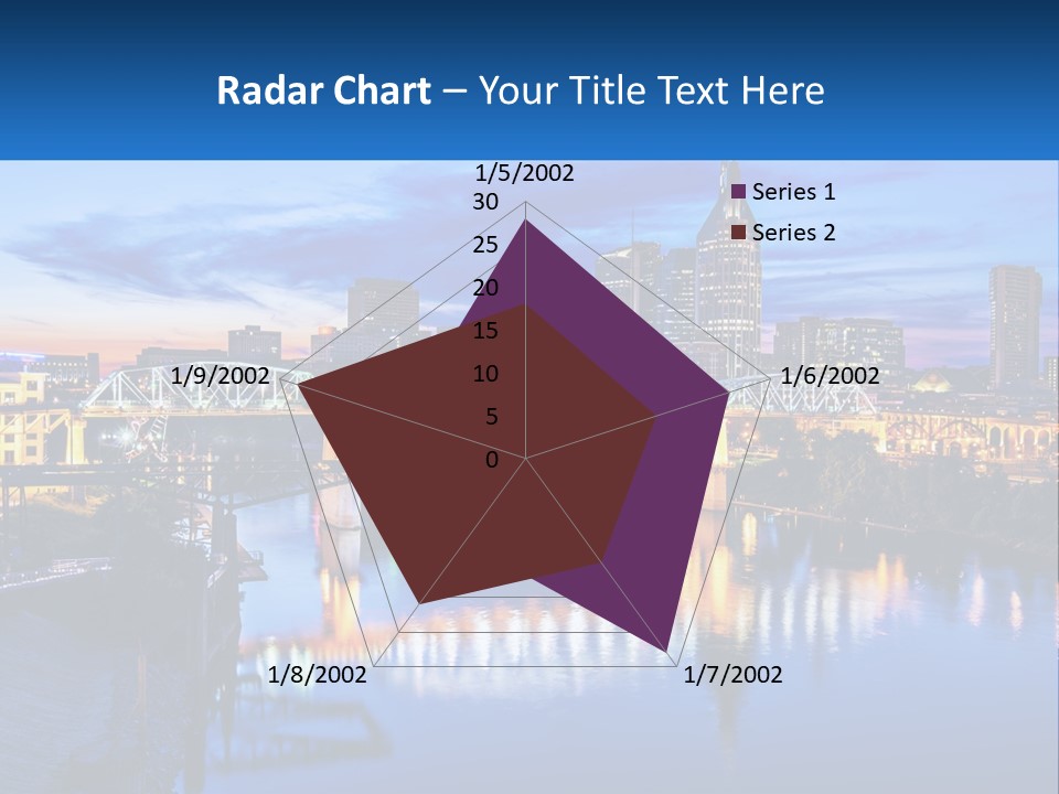 A City Skyline With A Bridge In The Foreground PowerPoint Template