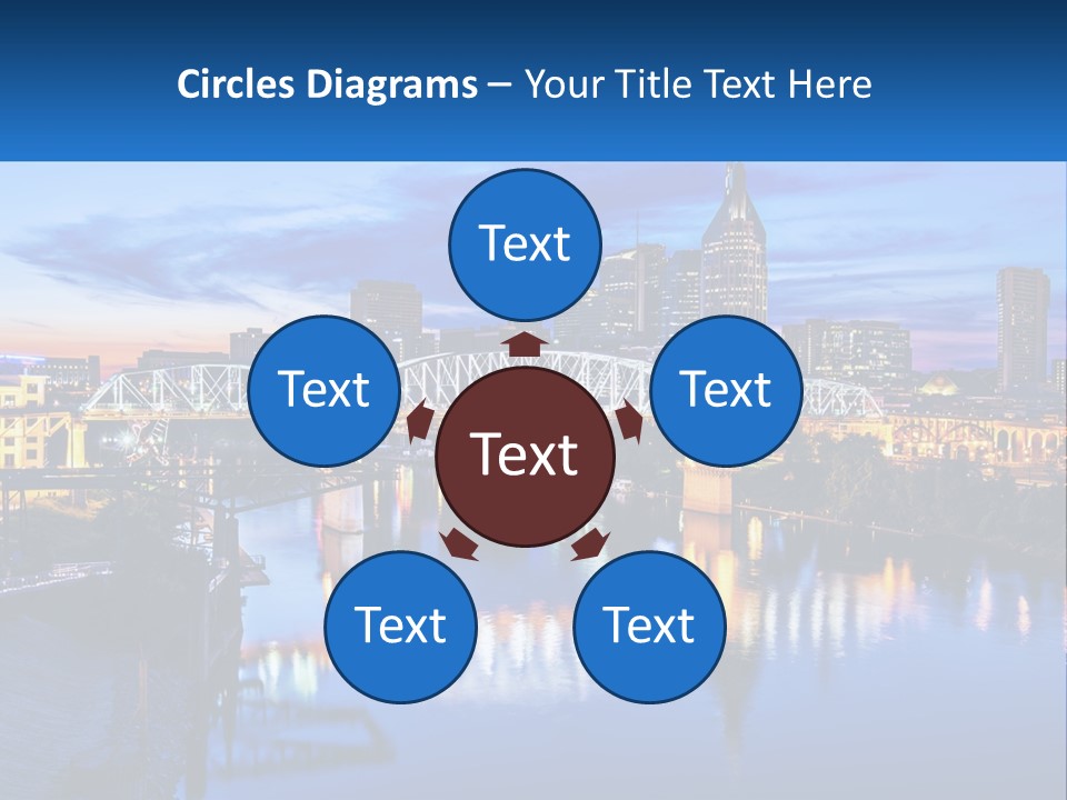 A City Skyline With A Bridge In The Foreground PowerPoint Template