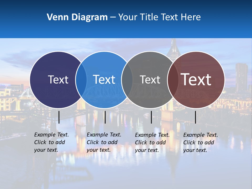A City Skyline With A Bridge In The Foreground PowerPoint Template