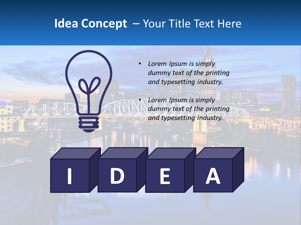 A City Skyline With A Bridge In The Foreground PowerPoint Template