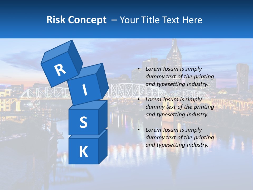 A City Skyline With A Bridge In The Foreground PowerPoint Template