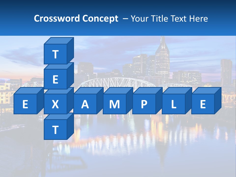 A City Skyline With A Bridge In The Foreground PowerPoint Template