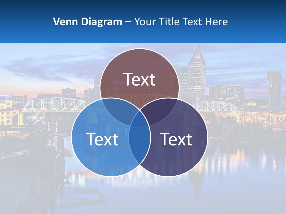 A City Skyline With A Bridge In The Foreground PowerPoint Template