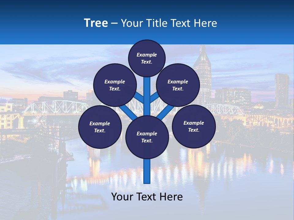 A City Skyline With A Bridge In The Foreground PowerPoint Template