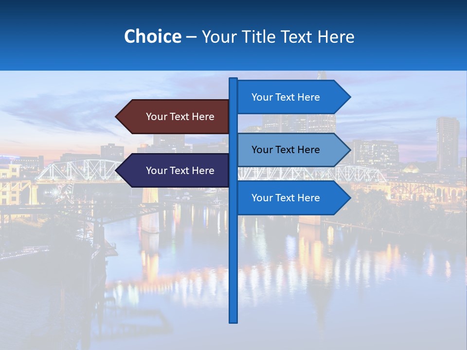 A City Skyline With A Bridge In The Foreground PowerPoint Template
