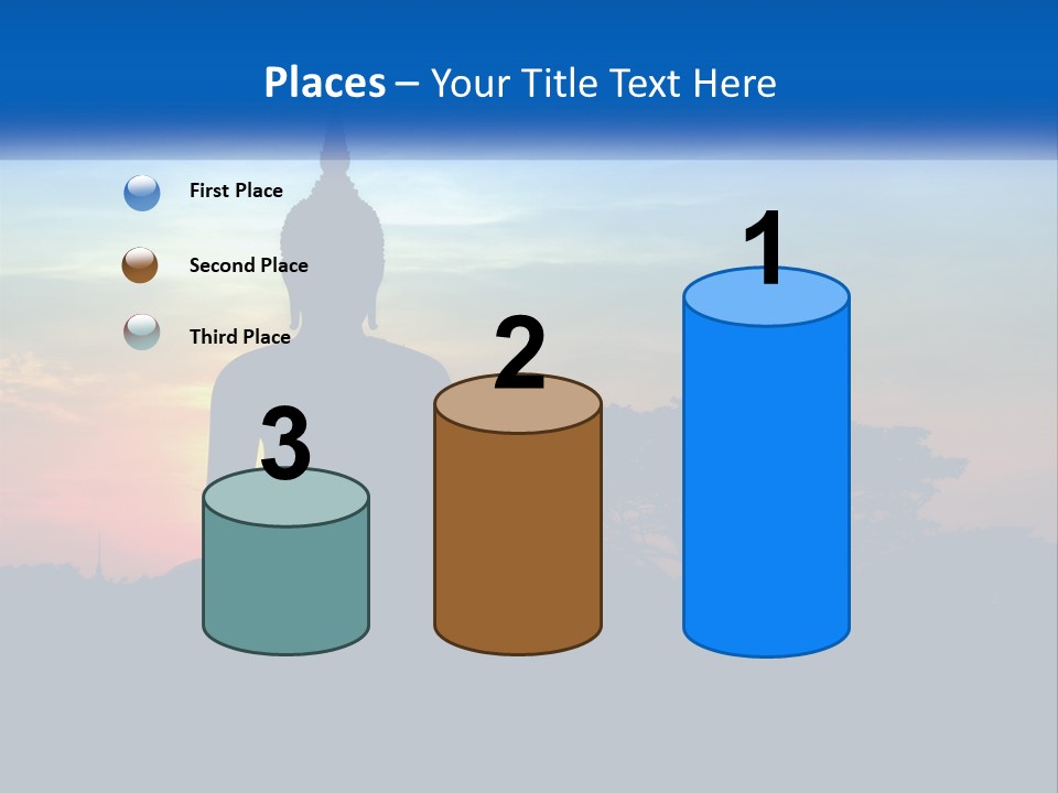 A Buddha Statue With The Sun Setting In The Background PowerPoint Template