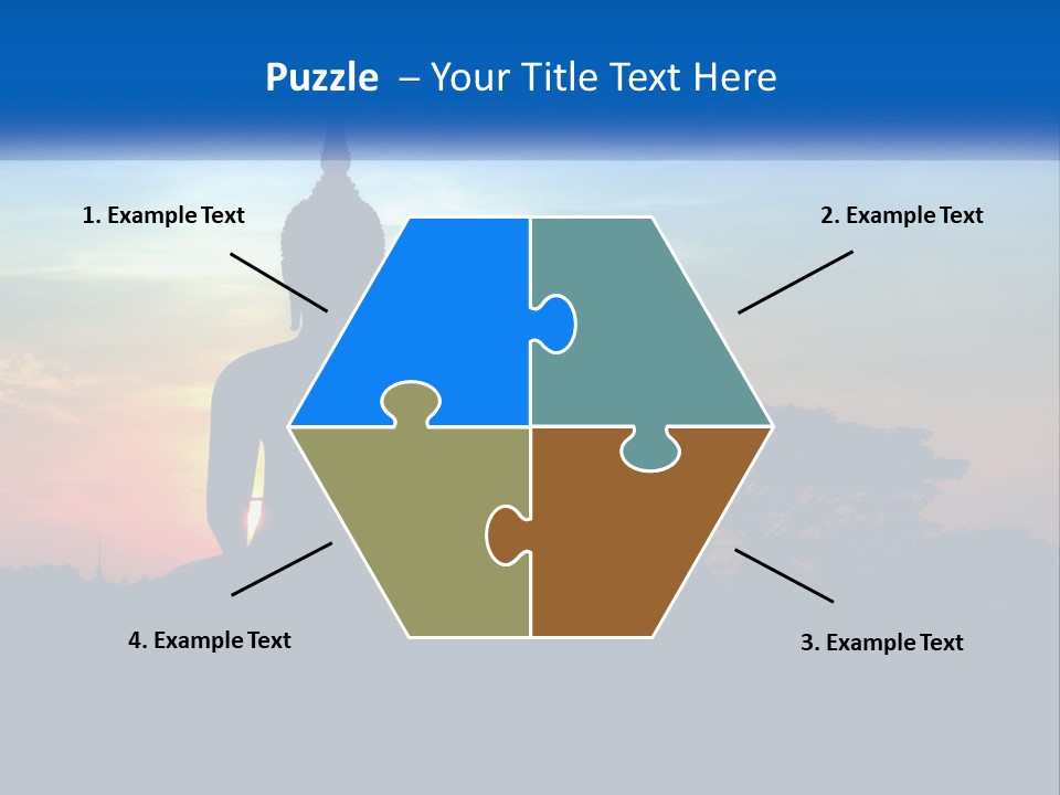 A Buddha Statue With The Sun Setting In The Background PowerPoint Template