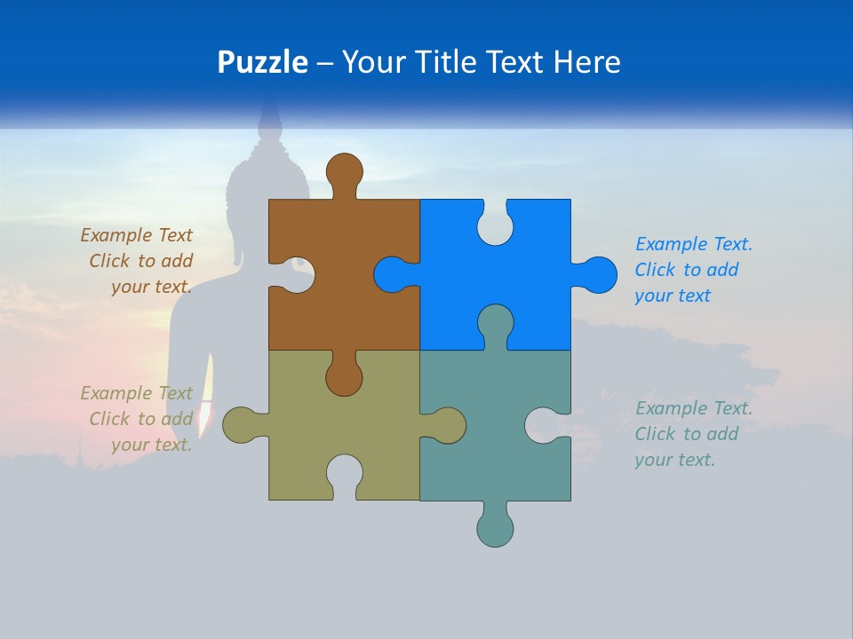 A Buddha Statue With The Sun Setting In The Background PowerPoint Template