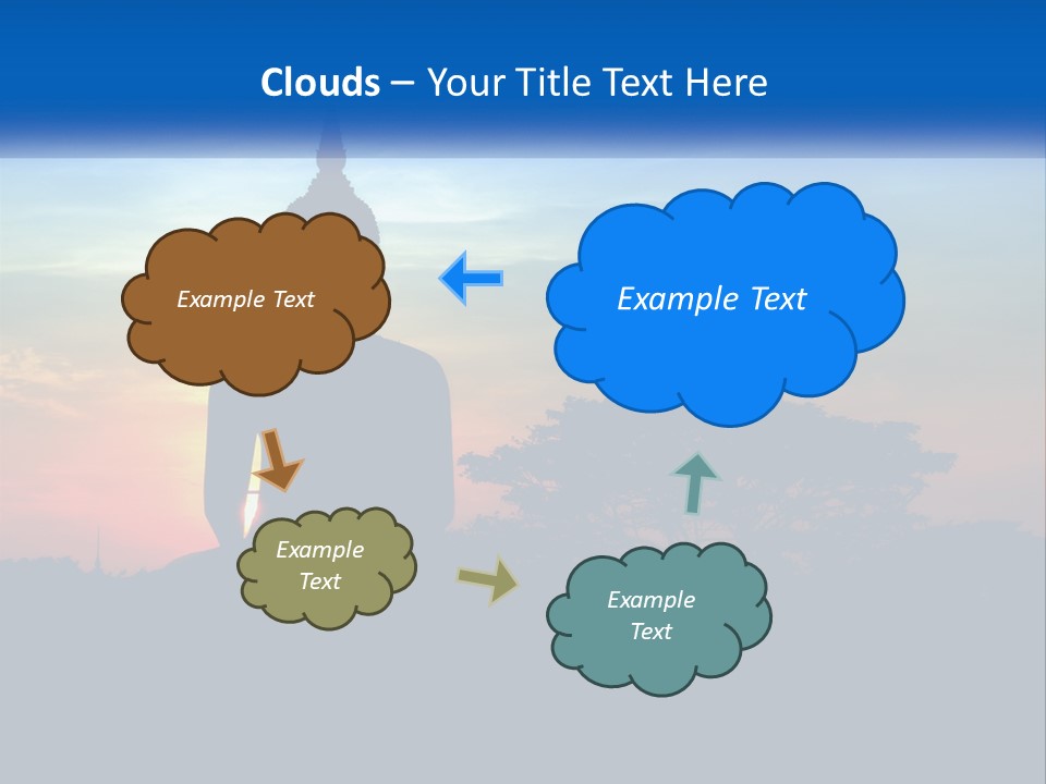 A Buddha Statue With The Sun Setting In The Background PowerPoint Template