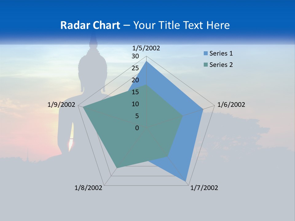 A Buddha Statue With The Sun Setting In The Background PowerPoint Template