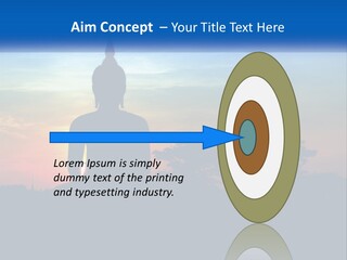 A Buddha Statue With The Sun Setting In The Background PowerPoint Template