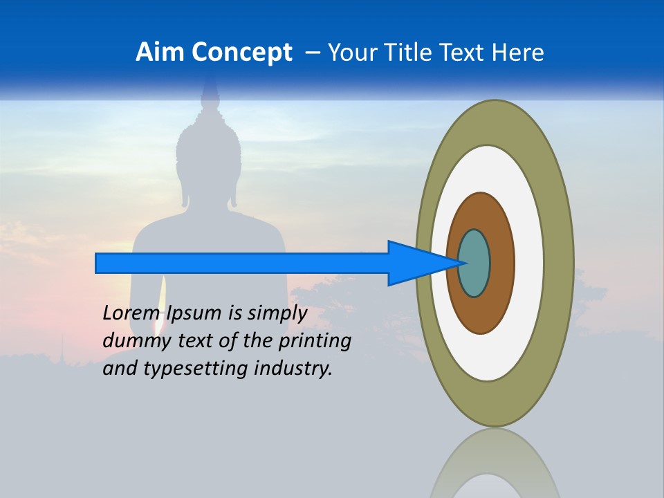 A Buddha Statue With The Sun Setting In The Background PowerPoint Template