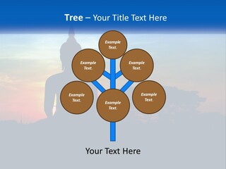 A Buddha Statue With The Sun Setting In The Background PowerPoint Template