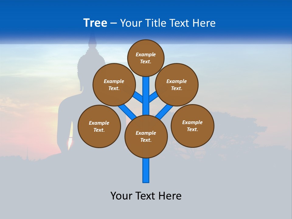 A Buddha Statue With The Sun Setting In The Background PowerPoint Template
