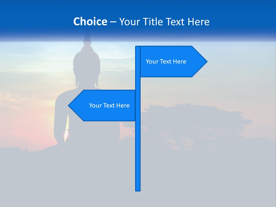 A Buddha Statue With The Sun Setting In The Background PowerPoint Template