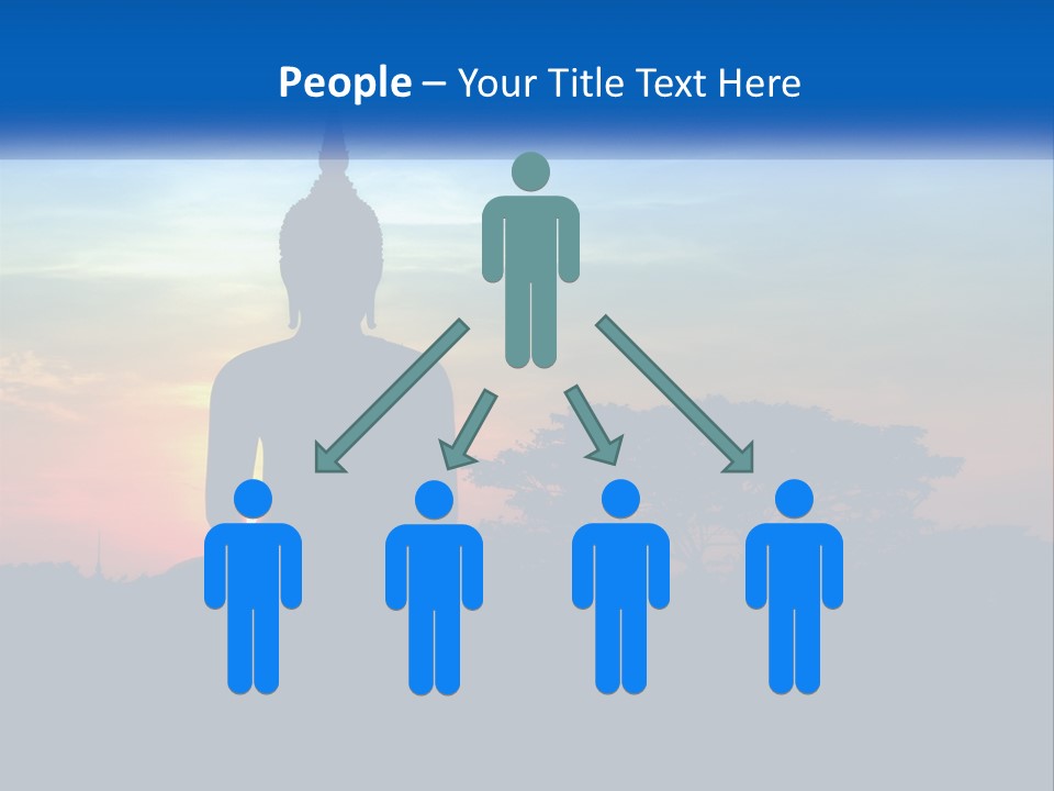 A Buddha Statue With The Sun Setting In The Background PowerPoint Template