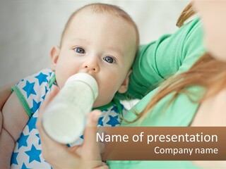 A Woman Feeding A Baby With A Bottle PowerPoint Template