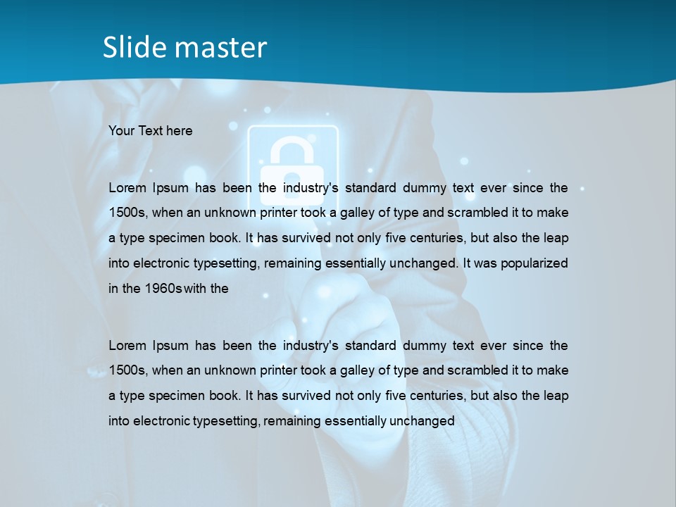 A Man In A Suit Holding A Padlock In His Hand PowerPoint Template