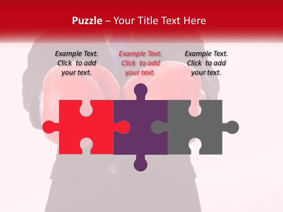 A Man In A Suit And Tie Wearing Red Boxing Gloves PowerPoint Template