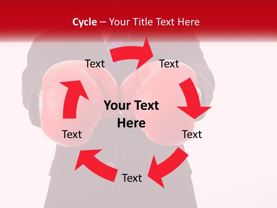 A Man In A Suit And Tie Wearing Red Boxing Gloves PowerPoint Template