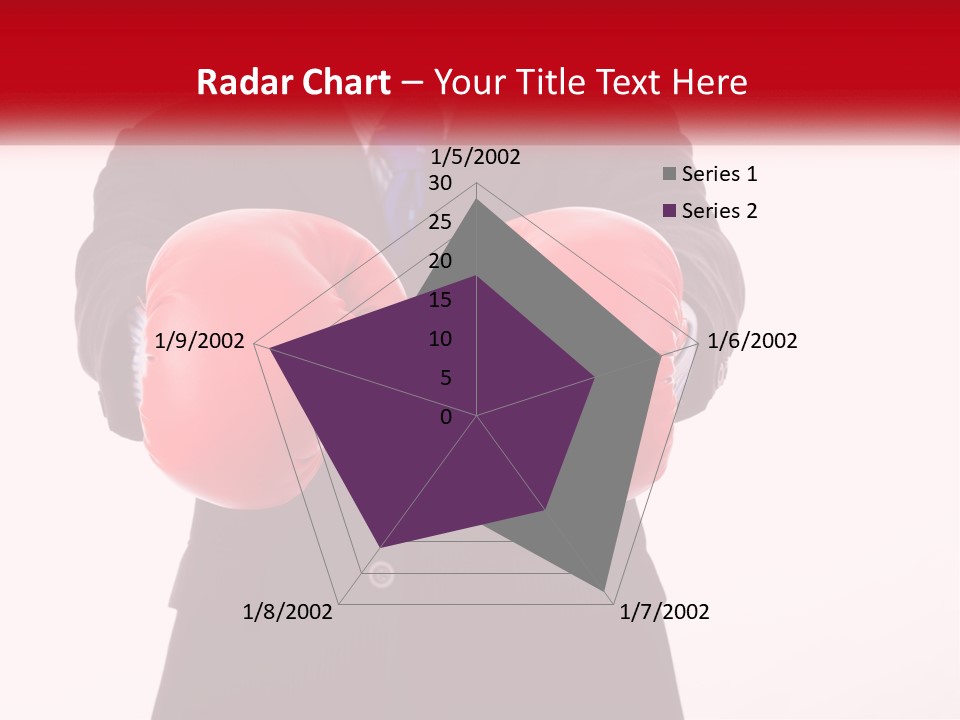 A Man In A Suit And Tie Wearing Red Boxing Gloves PowerPoint Template