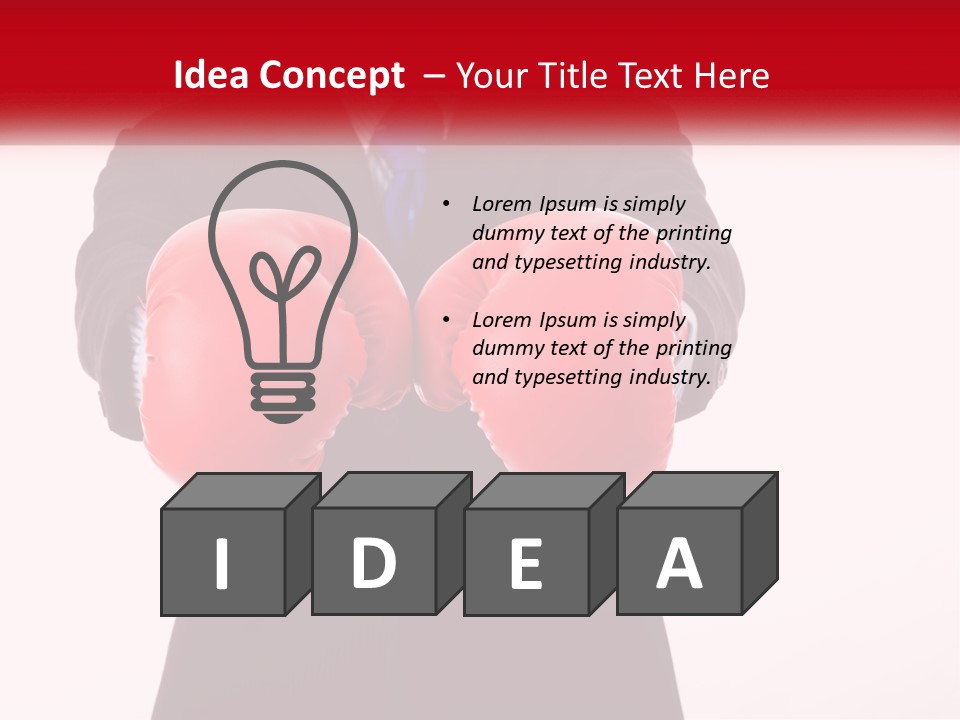 A Man In A Suit And Tie Wearing Red Boxing Gloves PowerPoint Template