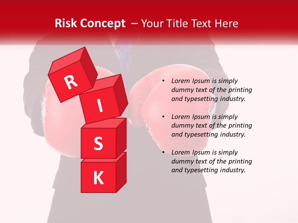 A Man In A Suit And Tie Wearing Red Boxing Gloves PowerPoint Template